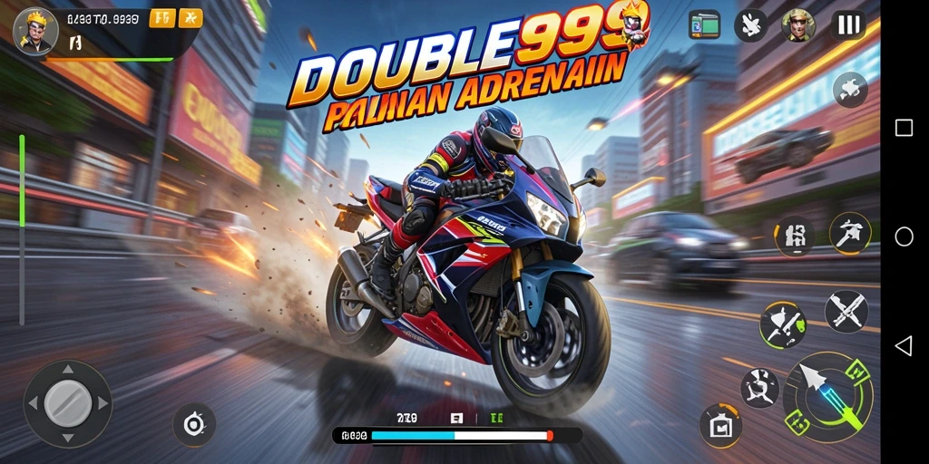 Gameplay mendebarkan dalam balapan motor di DOUBLE999.