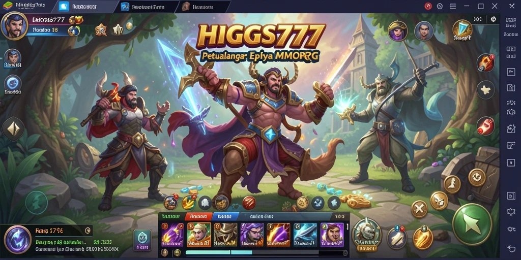 Tampilan gameplay HIGGS777 yang menampilkan pertarungan seru di dunia MMORPG.