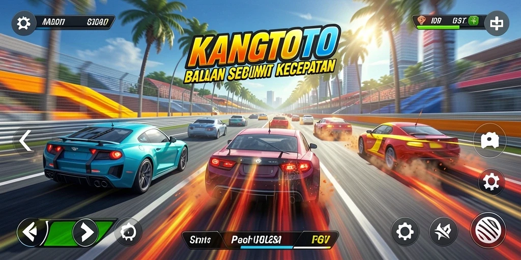 Gameplay Racing KANGTOTO dengan trek yang menantang dan kendaraan berkualitas.