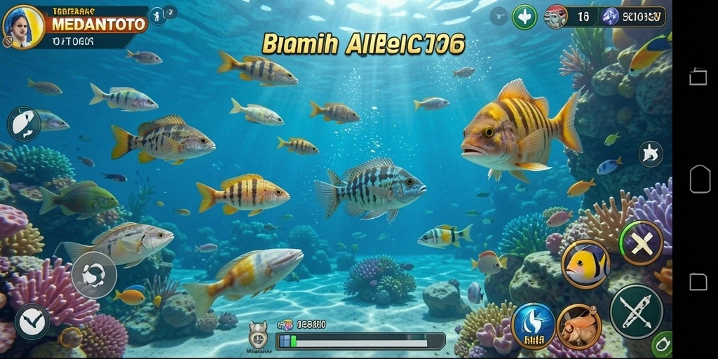 Tampilan gameplay seru di MEDANTOTO, menembak ikan dengan grafis menarik.