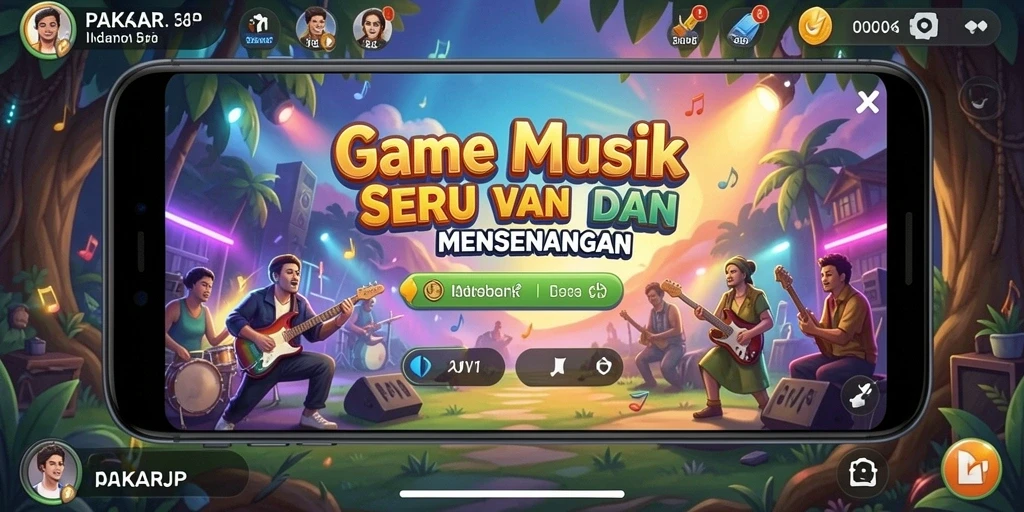 Tampilan menarik dari gameplay PAKARJP dengan fitur interaktif musik.
