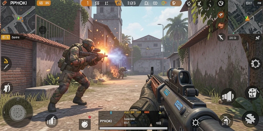 Gameplay mendebarkan PPHOKI dengan aksi FPS yang intens.